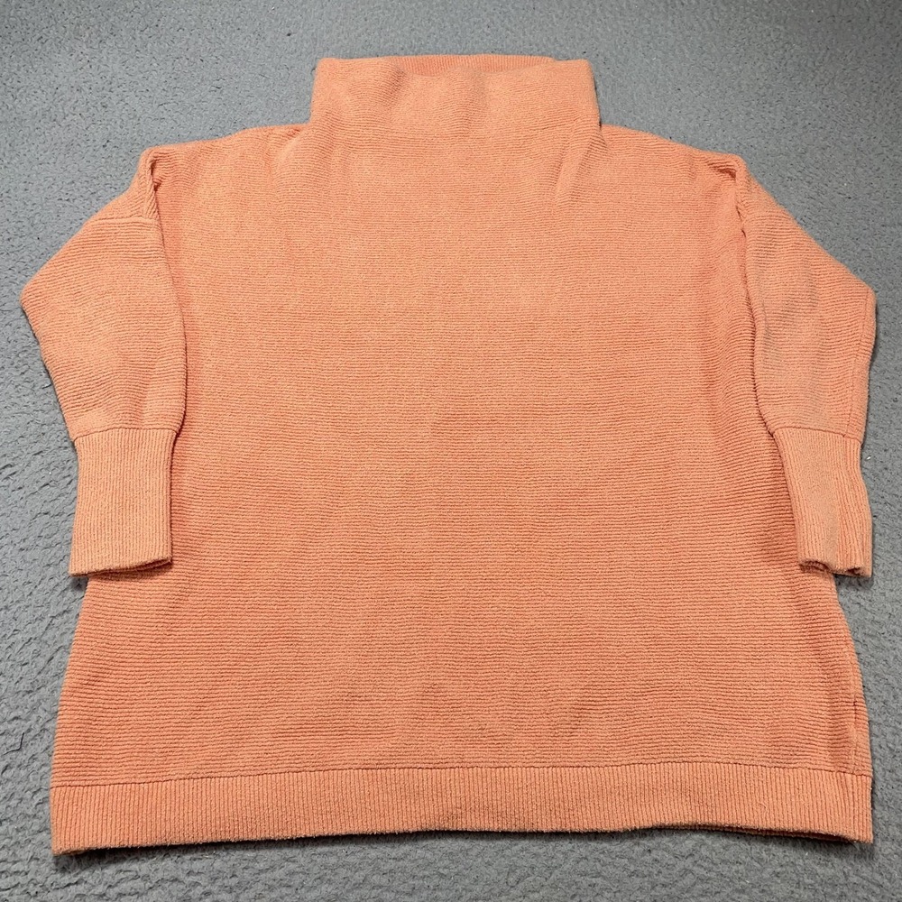 Free People Sweater Womens Small Orange Turtleneck Ribbed Knit Pullover Top